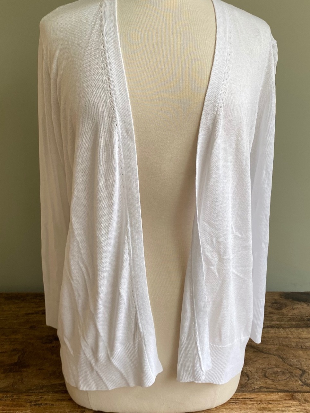 Cyrus New York White Lightweight Open Front Cardigan - Size L